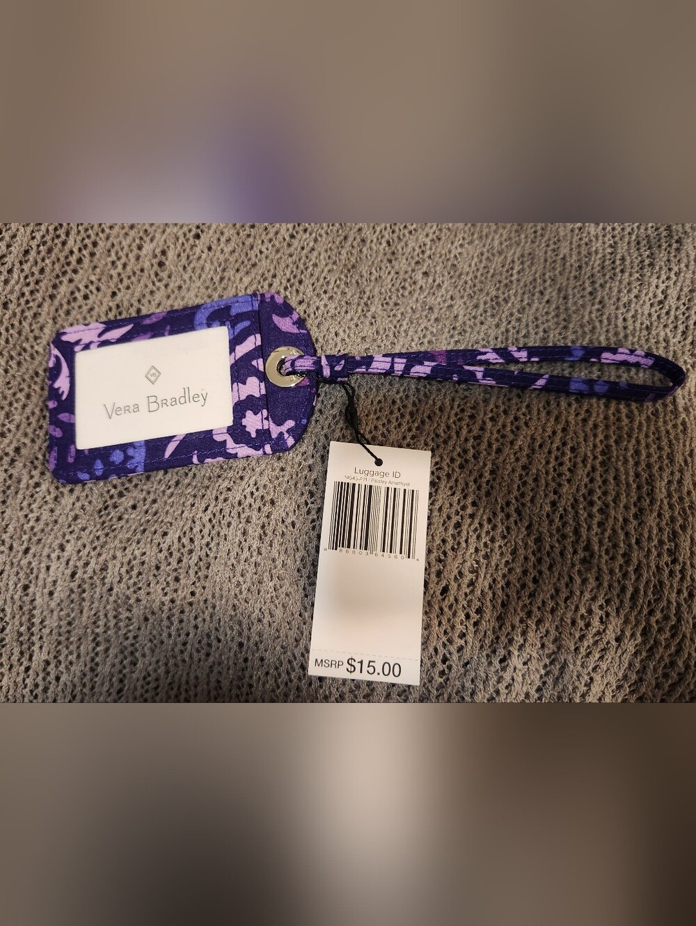 Vera Bradley Luggage Tag / Luggage ID, Paisley Amethyst- NWT